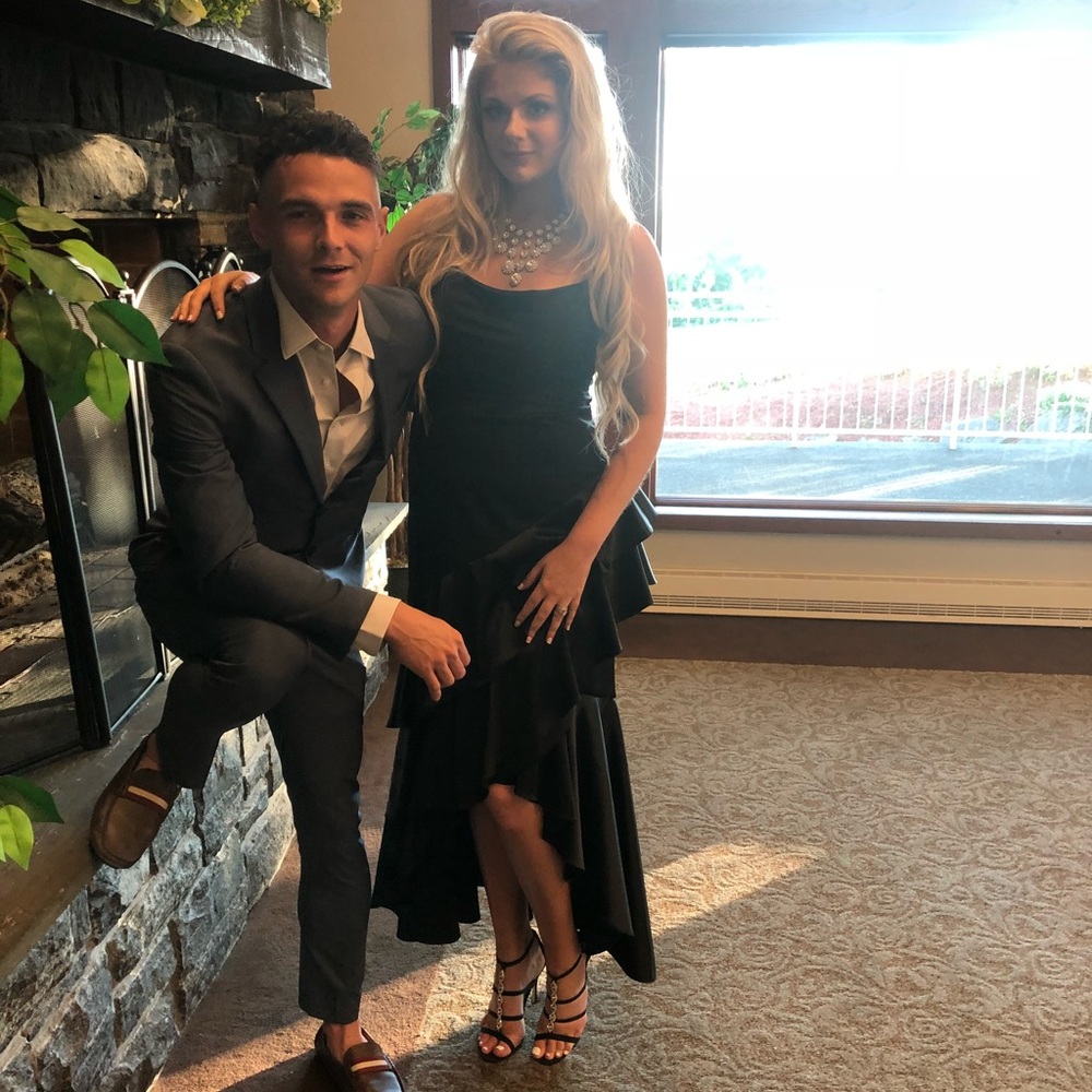 Black satin formal gown